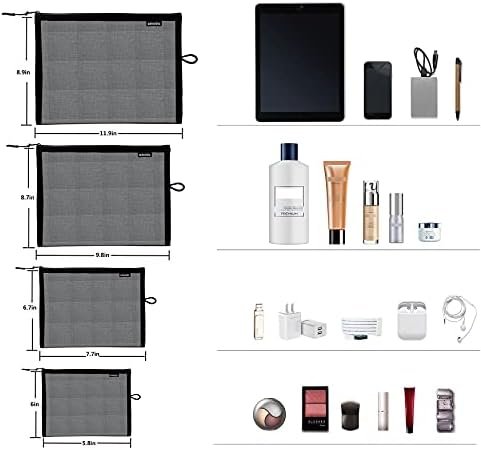 SUPACOOL Set of 4 Black Travel Mesh Cosmetic Makeup Organizer Bags with Zipper d... - Image 7