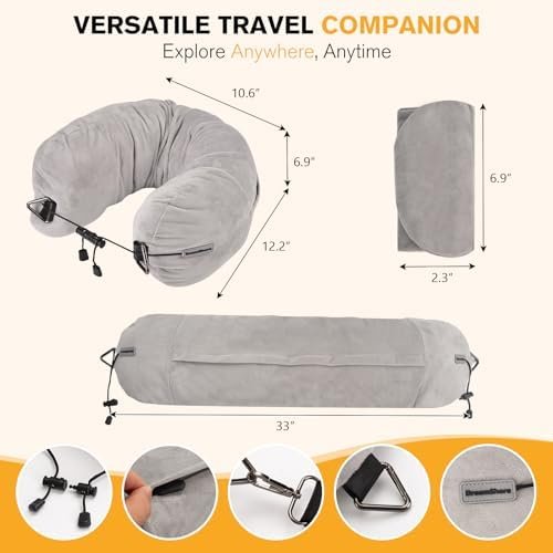DreamShore Travel Pillow for Extra Luggage: Stuffable Neck Pillow with Adjustabl... - Image 7