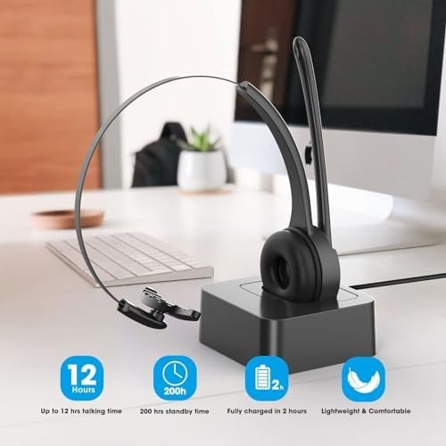Bluetooth Headset with Microphone, Noise Canceling Wireless On Ear Headphones, B... - Image 8