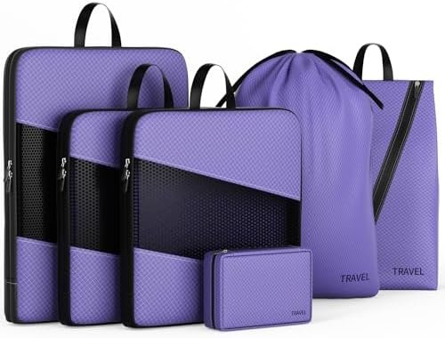 Compression Packing Cubes for Suitcases, UNTIFUL 6 Set Travel Organizer Cubes fo... - Image 2