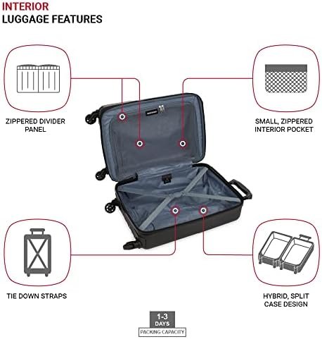 SwissGear 8018 Hardside Expandable Luggage with Spinner Wheels, Black, Carry-On ... - Image 5