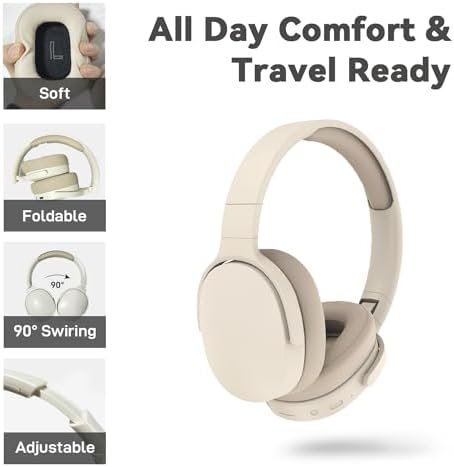 FIKDCMJBluetooth Headphones Over Ear,Wireless Headphones 12H Playtime and Noise ... - Image 4