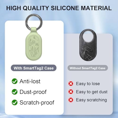 2 Pack for Samsung Galaxy SmartTag2 Case, Flower Engraved Silicone Case for Gala... - Image 5
