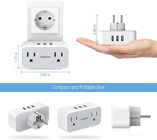 TESSAN Type E/F Plug Adapter, Germany France Power Adapter, Korea Cruise Travel ... - Image 7