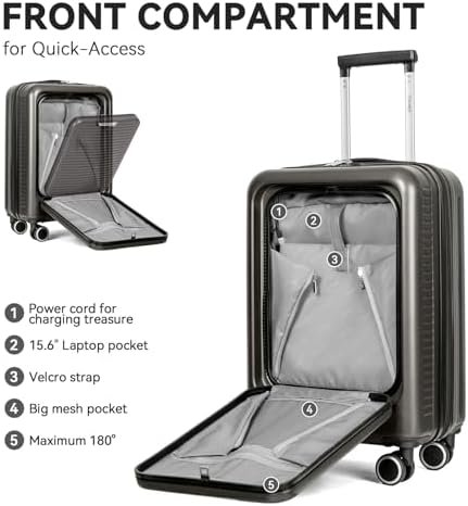 FOCHIER Carry On Luggage 22x14x9 Airline Approved with Front Compartment & USB P... - Image 5