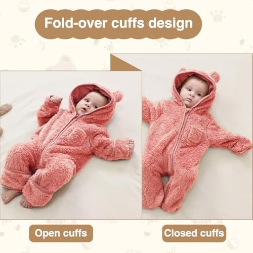 XIFAMNIY Newborn Baby Winter Snowsuit - Bear Onesie Outfit Fleece Warm Jumpsuit ... - Image 6