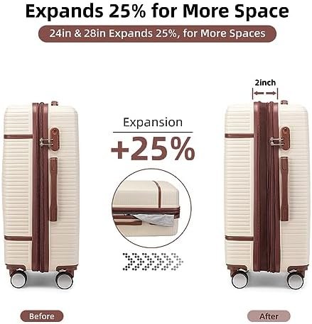 Luggage Sets 6 Piece with two Cosmetic Case, Expandable(Only 28 & 24") Hardside ... - Image 3