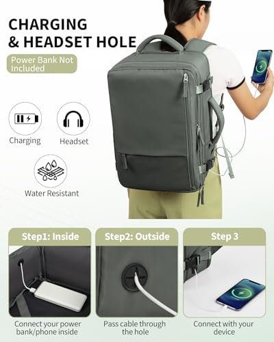 INC Travel Backpack For Women Men, 35L Carry On Backpack Flight Approved, Waterp... - Image 9