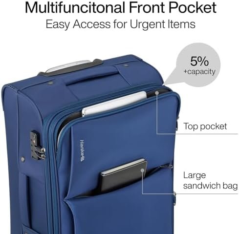 Hanke Softside Expandable 20 Inch Carry On Luggage with Wheels Airline Approved,... - Image 5
