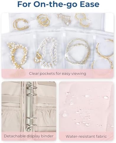 BAGSMART Jewelry Travel Case, Ring Binder Storage Book with Clear Pockets, Zippe... - Image 5