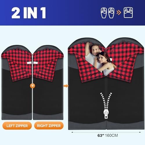 Backpacking Flannel Sleeping Bag Lightweight for Adults Hiking Ultralight Compac... - Image 5