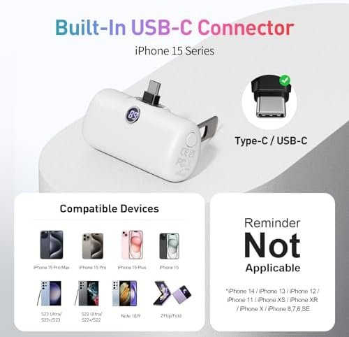 iWALK Small Portable Charger Mini Power Bank for iPhone 15: 20W PD Fast Charging... - Image 5