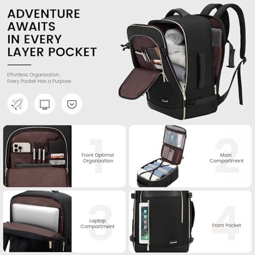 LOVEVOOK Travel Backpack for Women & Men, 45L Carry On Backpack, Personal Item B... - Image 4