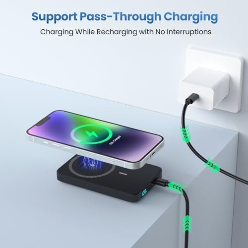 Magnetic Portable Charger Power Bank,Compact 10800mAh LCD Display Wireless Porta... - Image 7