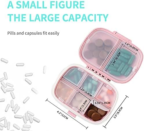 4 Pack Pill Organizer, Daily Pill Case with Label, 8 Compartment Travel Pill Box... - Image 4