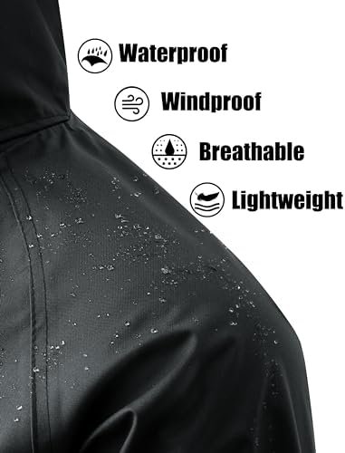 Ubon Women's Rain Coat Waterproof with Hood Long Raincoat Packable Rain Jacket C... - Image 5