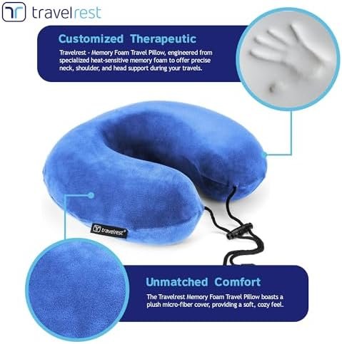 TRAVELREST - Therapeutic Memory Foam Travel & Neck Pillow - Washable Micro-Fiber... - Image 3