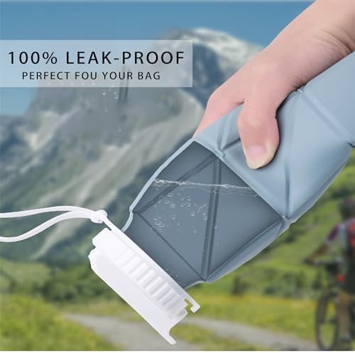 Collapsible Water Bottles, Food Grade BPA Free Silicone Foldable Travel Water Bo... - Image 6