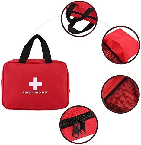 Red First Aid Kit Bag Empty, Empty Travel First Aid Bag Storage Compact Survival... - Image 6