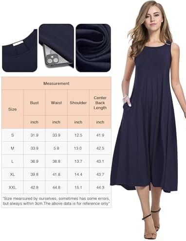 HOTOUCH Summer Casual Dresses for Women Sleeveless Midi Dress Swing Tank Sundres... - Image 7