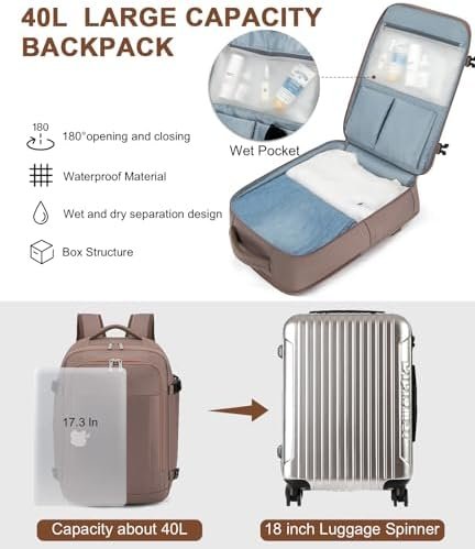 RDTGO Travel Backpack For Women, 40L Carry-On Backpack, Airline Approved Persona... - Image 3