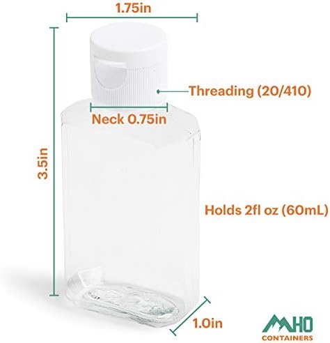 | Clear, Refillable Flip-Top Bottles | BPA/Paraben-Free, 2 fl oz (60 mL) — Set o... - Image 3