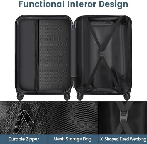 Luggage 3-Piece Set Suitcase Spinner Hardshell Lightweight TSA Lock, Silver, 20"... - Image 4