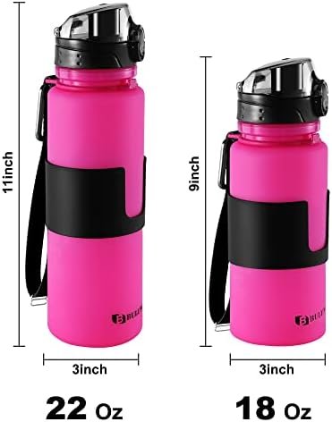 BPA-Free Silicone Collapsible Water Bottle - Leak Proof Twist Cap - 22 oz (Pink) - Image 5