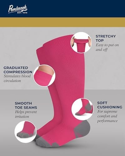 Pembrook Plus Size Compression Socks Wide Calf - Up to 6XL | Pink Wide Calf Comp... - Image 6