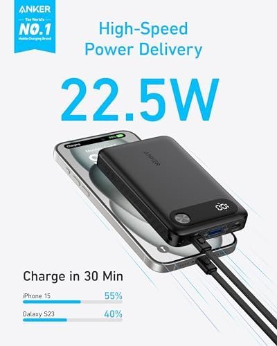 Anker Power Bank, 10,000mAh Portable Charger with Built-in USB-C Cable and Lanya... - Image 3