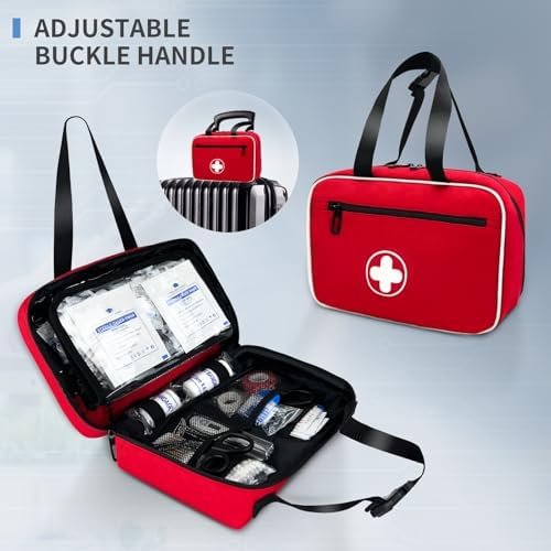 Portable First Aid Bag, Empty Emergency Trauma Kit with Reflective Strips, Multi... - Image 4