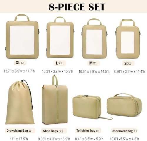 Compression Packing Cubes for Travel, 8 Set Packing Cubes with Toiletry Bag for ... - Image 7