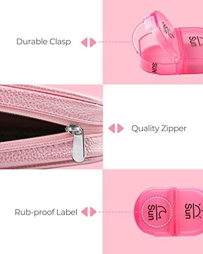 Cute Pill Organizer 2 Times a Day, PU Leather Pill Case for Women, Portable Week... - Image 8