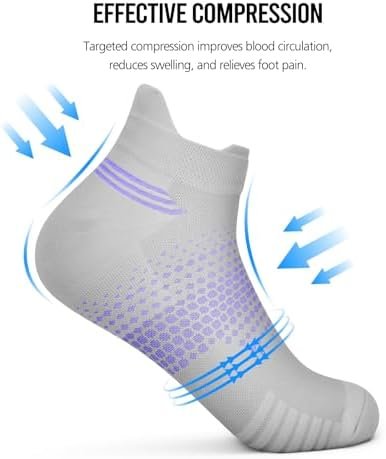 PAPLUS Ankle Compression Socks for Women 6 Pairs, Running Socks with Heel Tab, C... - Image 6