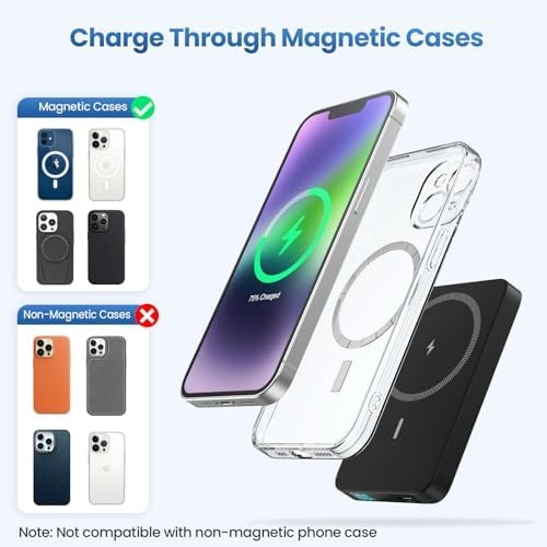 Magnetic Portable Charger Power Bank,Compact 10800mAh LCD Display Wireless Porta... - Image 4