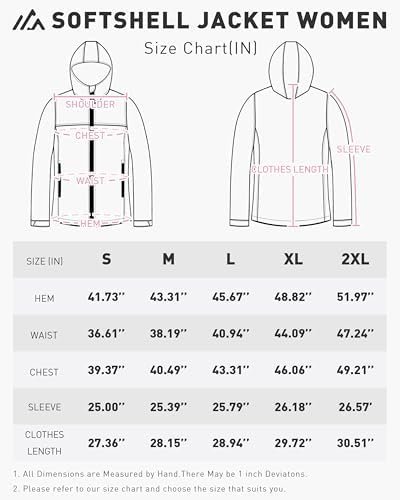 Softshell Jacket Women Lightweight Fleece Lined Rain Jacket Ladies Coats Waterpr... - Image 7