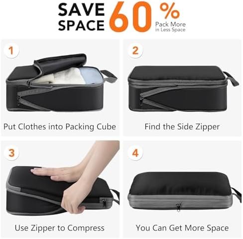Packing Cubes for Travel, 6 Set Lightweight Compression Travel Bags - Luggage Su... - Image 3