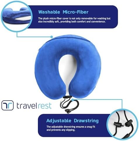 TRAVELREST - Therapeutic Memory Foam Travel & Neck Pillow - Washable Micro-Fiber... - Image 4