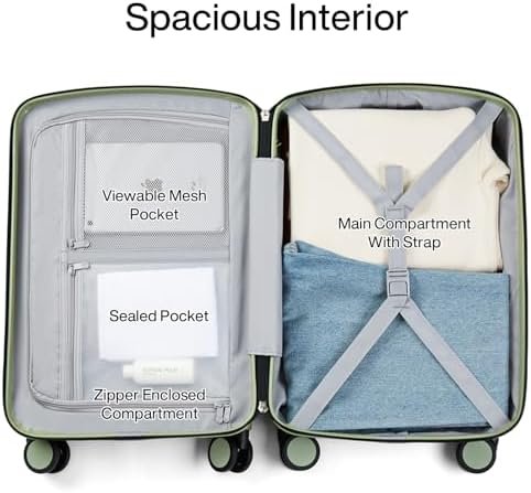 Hanke 20 Inch Carry On Luggage 22x14x9 Airline Approved Hard Shell Suitcases wit... - Image 7