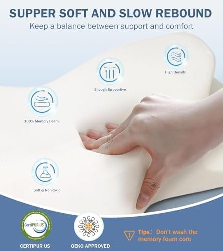 Cervical Neck Pillow, Ergonomic Memory Foam Pillows for Neck and Shoulder Pain R... - Image 3