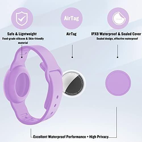 2 Pack Waterproof AirTag Bracelet for Kids, Hidden Silicone Wristband for AirTag... - Image 3