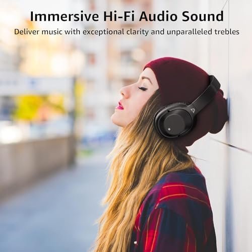 Ankbit E500Pro Noise Cancelling Headphones, Wireless Bluetooth Over Ear Headphon... - Image 4