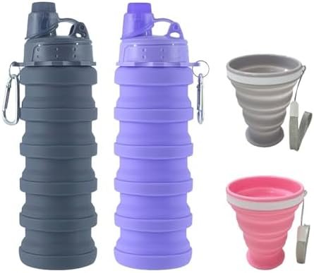 Collapsible Water Bottles 500 ml 2 pack with silicone collapsible cup 200 ml 2 p... - Image 2