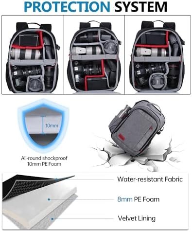 Large Capacity Camera Backpack for DSLR SLR, Camera Bags for Photographers Water... - Image 4