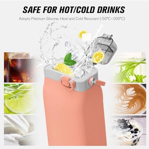 Collapsible Water Bottle, 20 oz Silicone Foldable Water Bottle with Straw and St... - Image 6