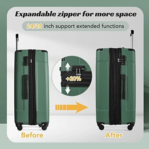Merax Luggage Expandable Lightweight Spinner Suitcase with Corner Guards (Green1... - Image 4