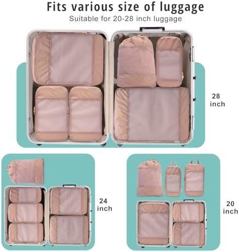 Expandable Compression Packing Cubes for Suitcases,6 Set Lightweight Compressibl... - Image 5