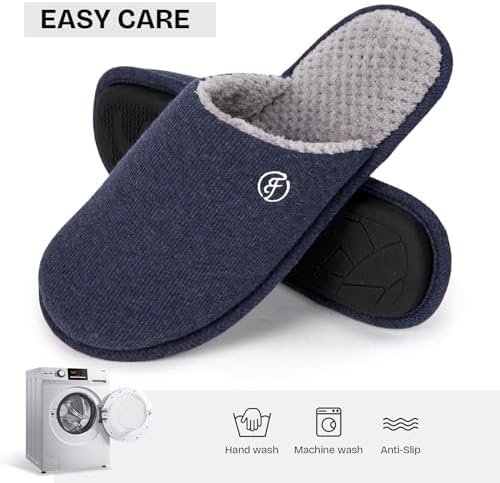 EverFoams Men's Cotton Knit Slippers Lightweight Memory Foam Indoor House Shoes ... - Image 8