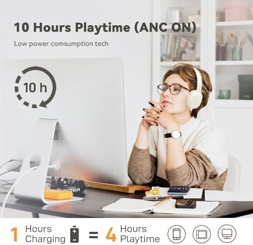 FIKDCMJBluetooth Headphones Over Ear,Wireless Headphones 12H Playtime and Noise ... - Image 5