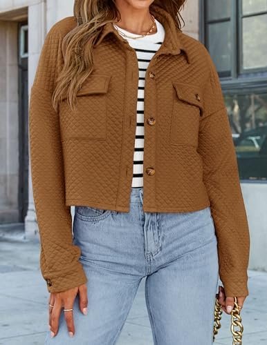 ZESICA Women's Fall Casual Shacket Jackets 2024 Long Sleeve Button Down Lightwei... - Image 9